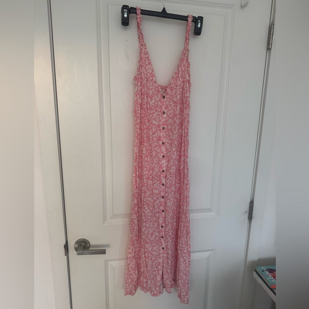 Pink Floral Button-Front Women’s Sundress